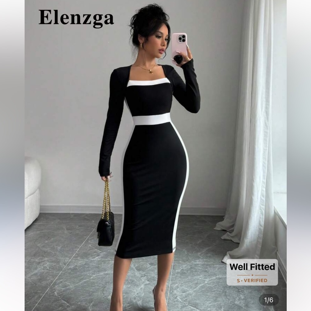 Elegant Black and White Dress